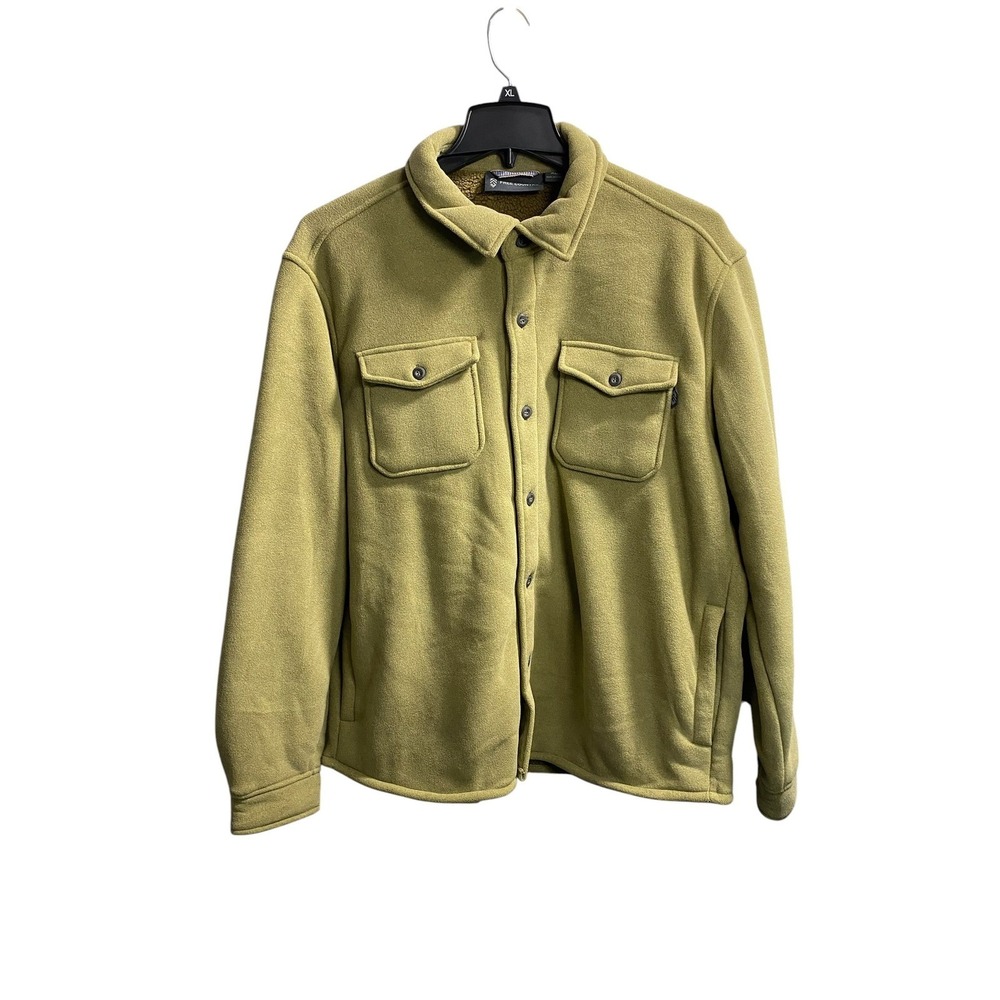New Free Country Mens Fleece Shirt Jacket Olive Green Sherpa Lined XL Shacket